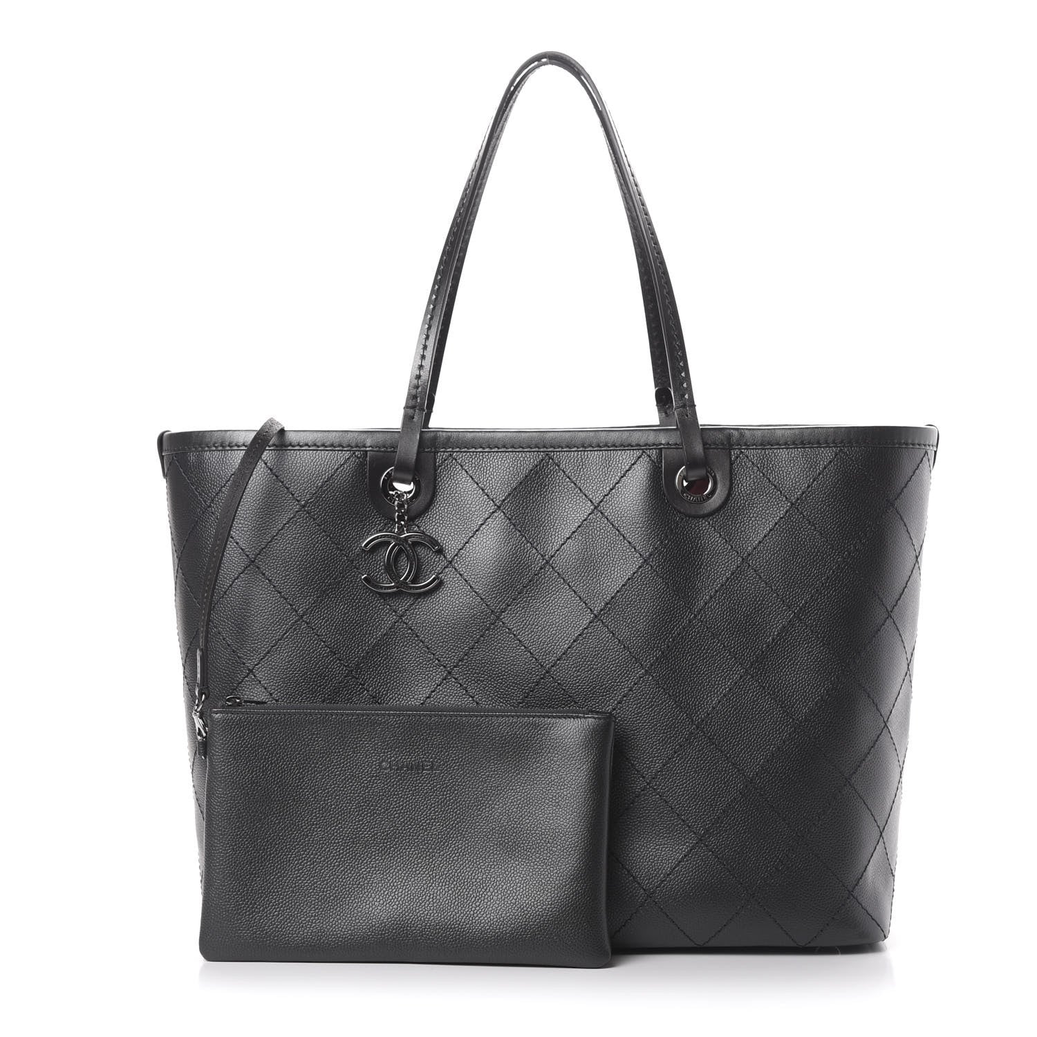 Chanel Grained Calfskin Large Shopping Fever Tote Black 1 of 12