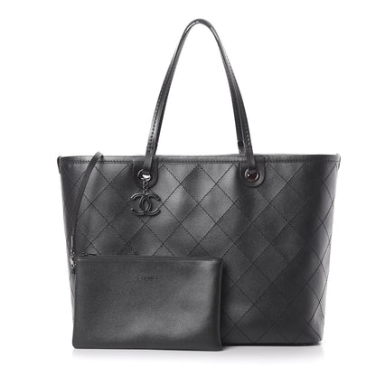 Chanel Grained Calfskin Large Shopping Fever Tote Black 1 of 12