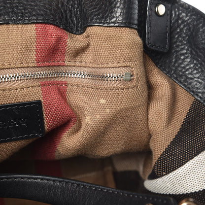 Burberry Grainy Calfskin House Check Small Maidstone Black 7 of 11