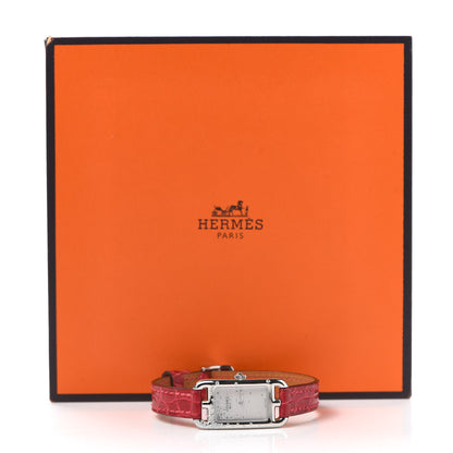 Hermes Stainless Steel Alligator Diamond 17mm Nantucket Jete De Diamants Quartz Watch Braise 5 of 5