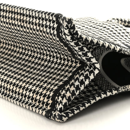 Christian Dior Canvas Houndstooth Embroidered Medium Book Tote Black White 9 of 9