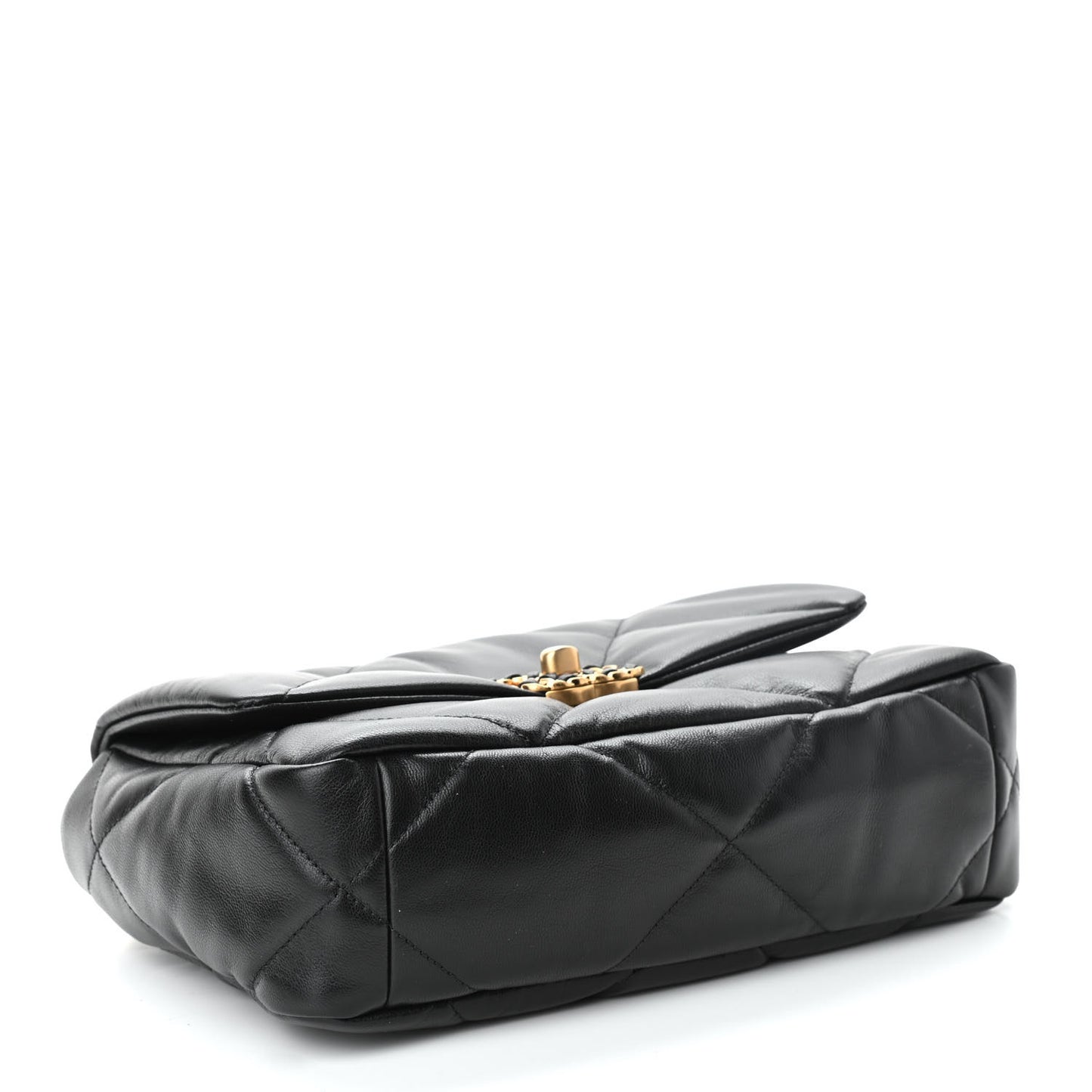 Shiny Goatskin Quilted Medium Chanel 19 Flap Black