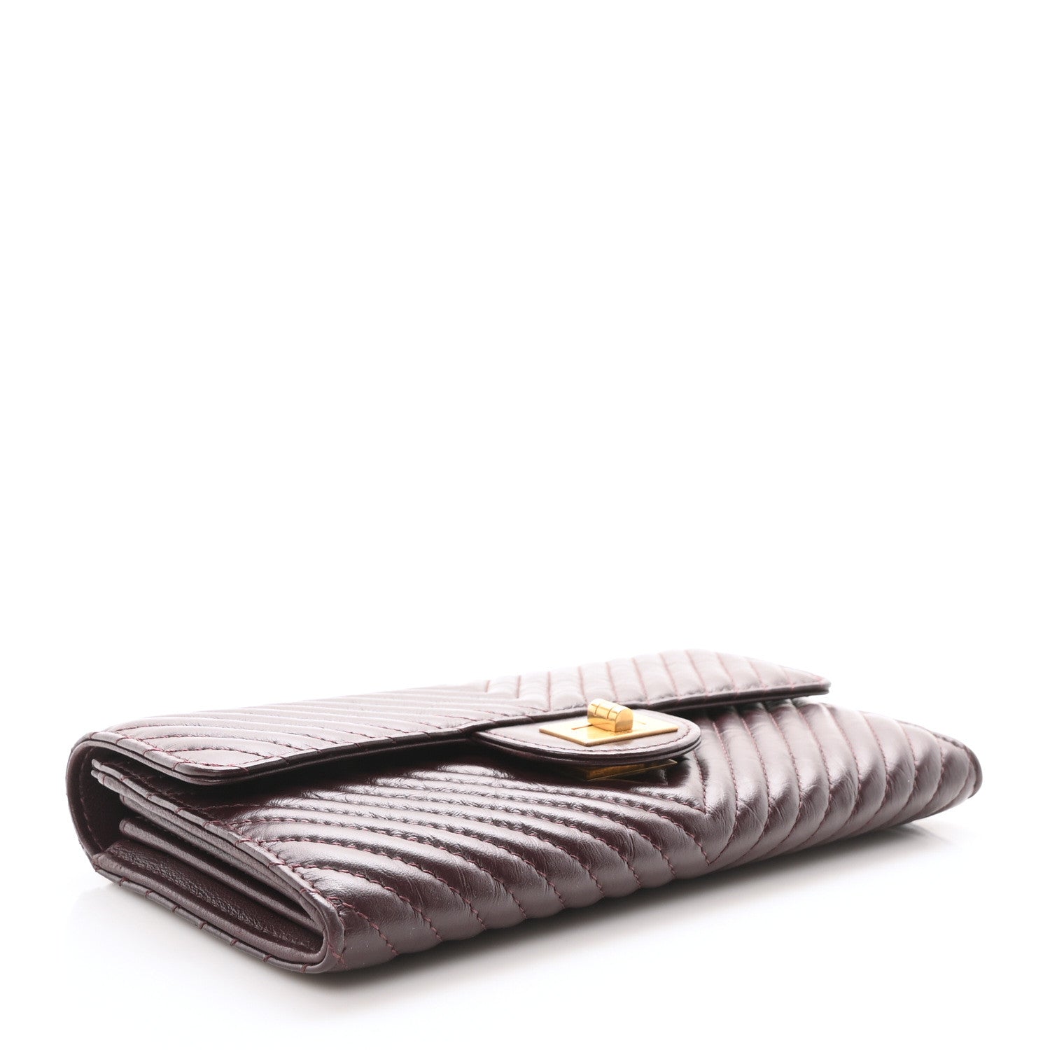 Chanel Aged Calfskin Chevron Quilted 2.55 Reissue Flap Wallet Burgundy 4 of 10