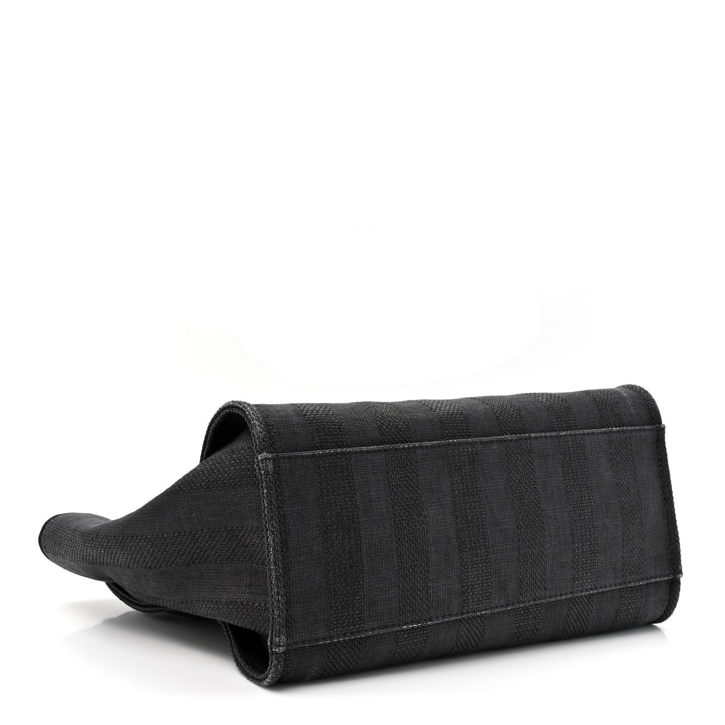 Mixed Fibers Calfskin Striped Medium Deauville Tote Black