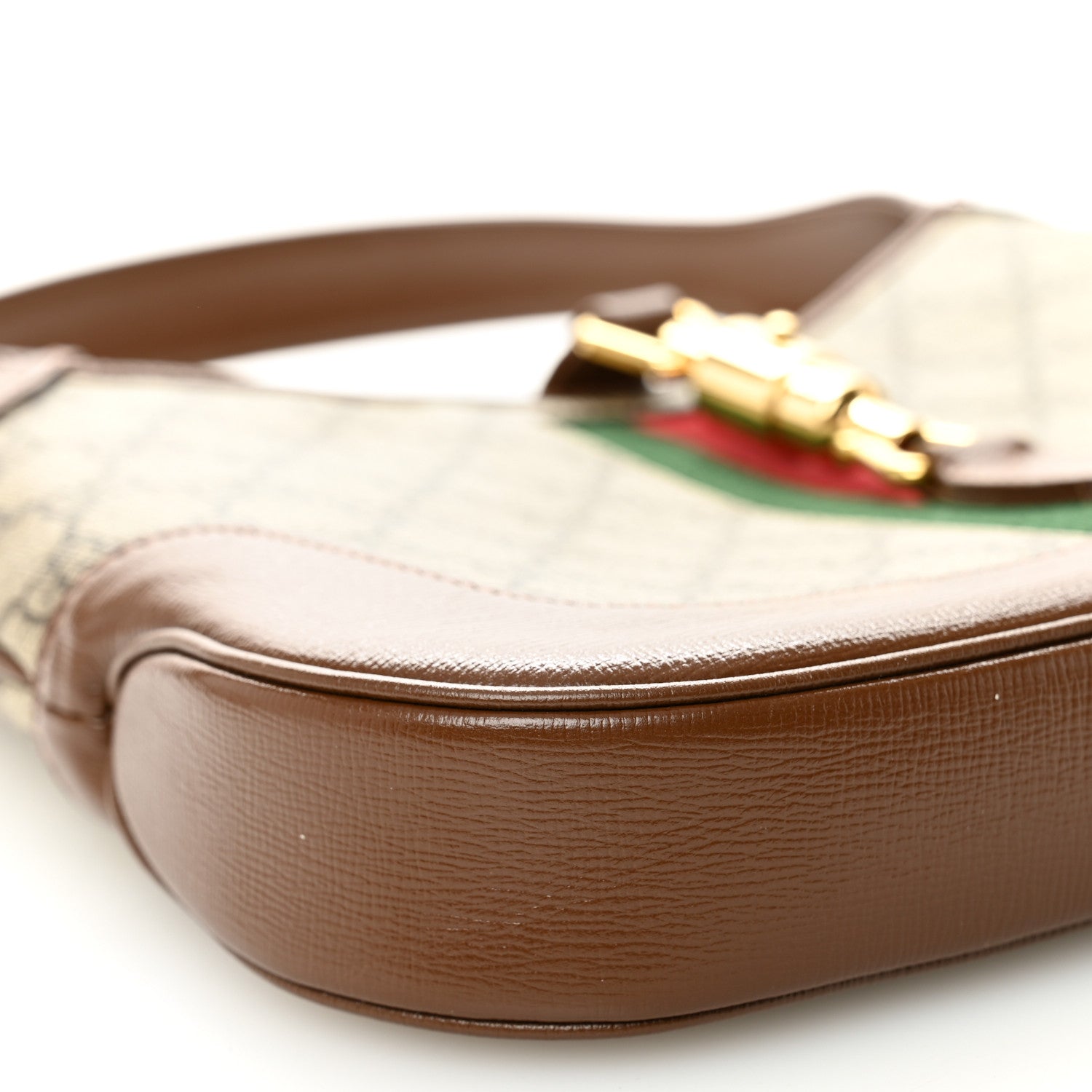 Gucci GG Supreme Monogram Azalea Calfskin Web Small Jackie 1961 Hobo Beige Ebony Brown Sugar 9 of 13