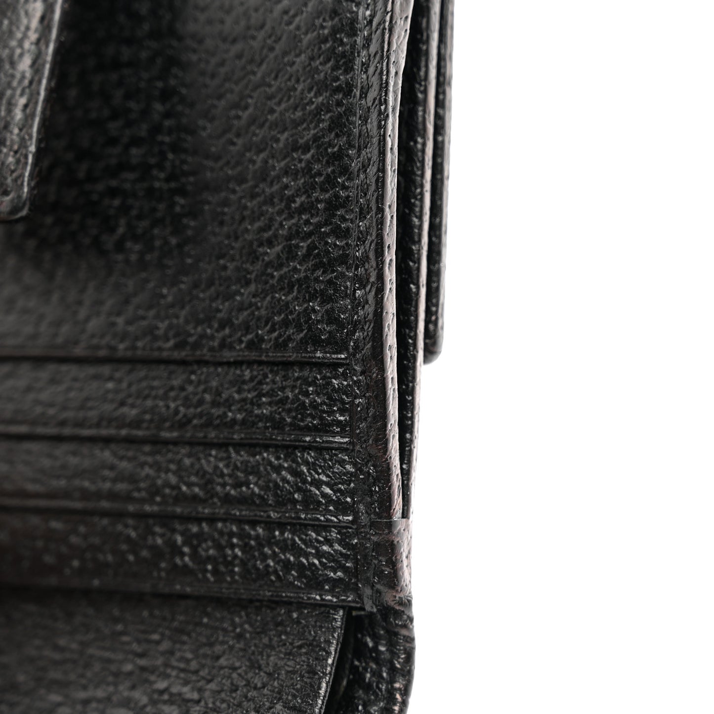 Monogram Textured Calfskin Metal Bar French Flap Wallet Black