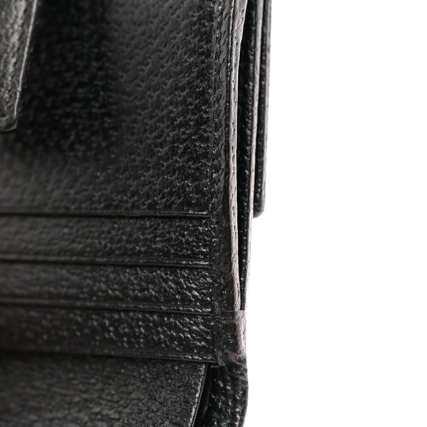 Gucci Monogram Textured Calfskin Metal Bar French Flap Wallet Black 9 of 10