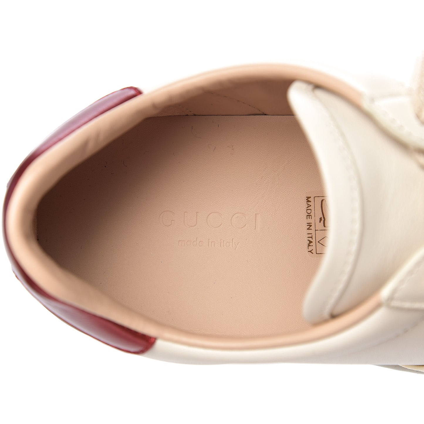 Calfskin Stripe Womens New Ace Sneakers 36.5 New Mystic White Ecru Red Flame