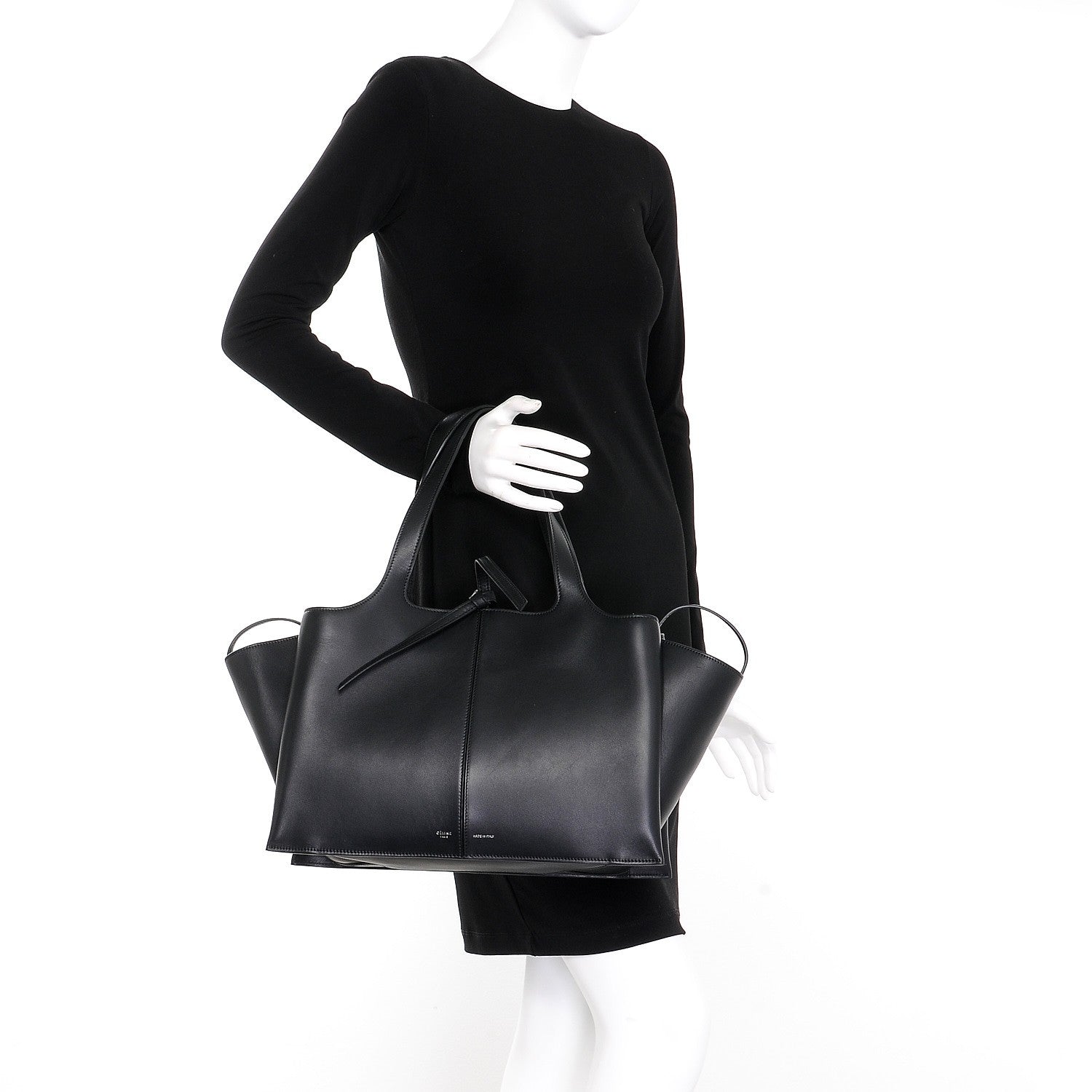 Celine Supple Natural Calfskin Medium Tri-Fold Bag Black 2 of 7