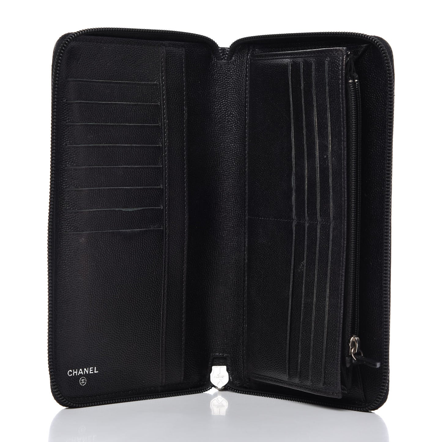 Caviar Large Sevruga Zip Around Organizer Wallet Black