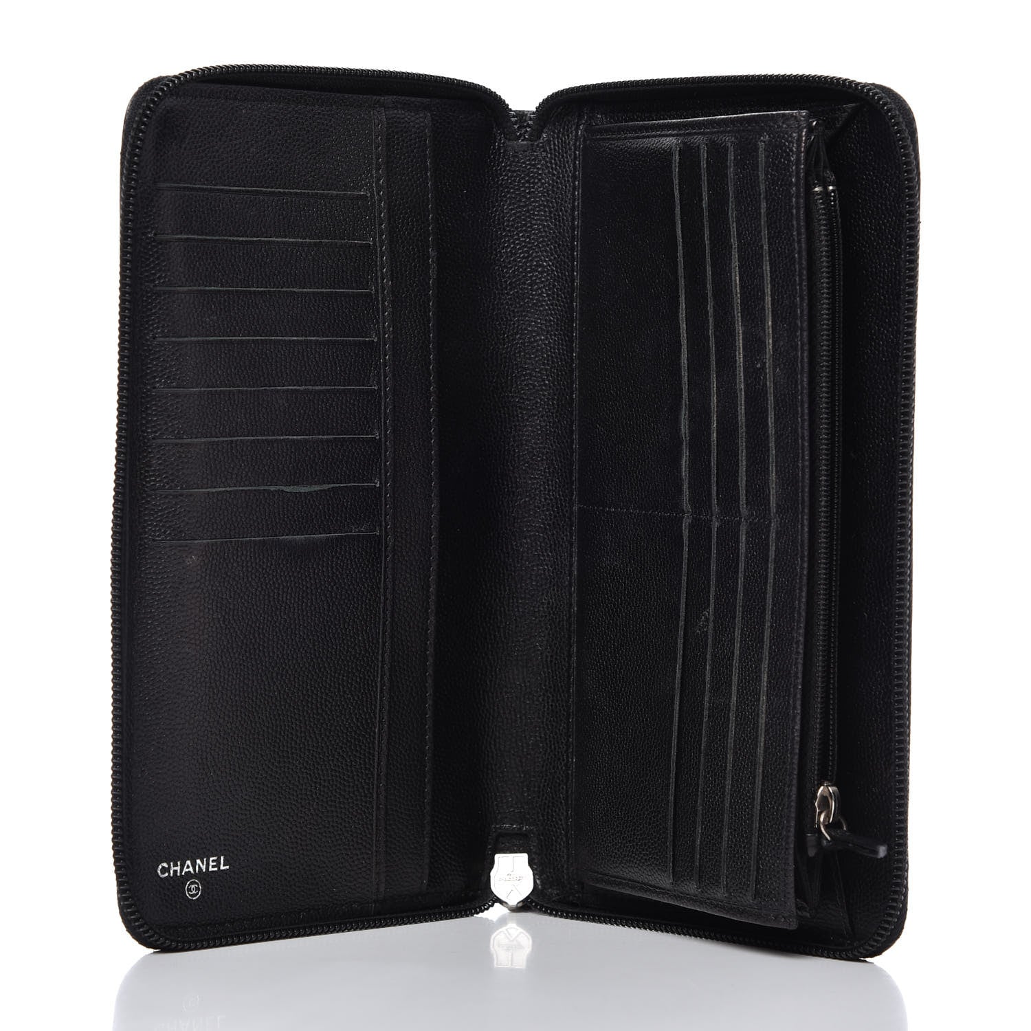 Chanel Caviar Large Sevruga Zip Around Organizer Wallet Black 5 of 14