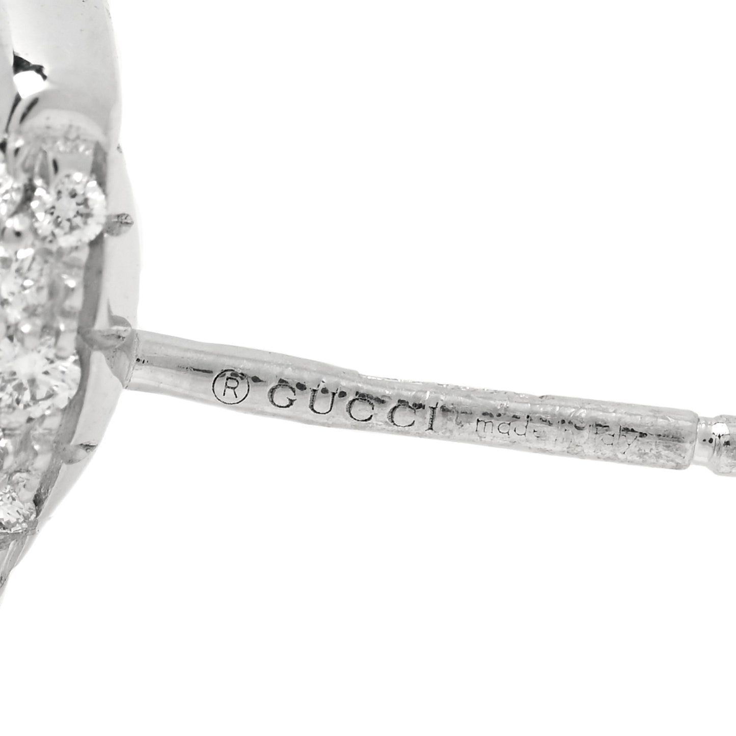 18K White Gold Diamond Horsebit Earrings