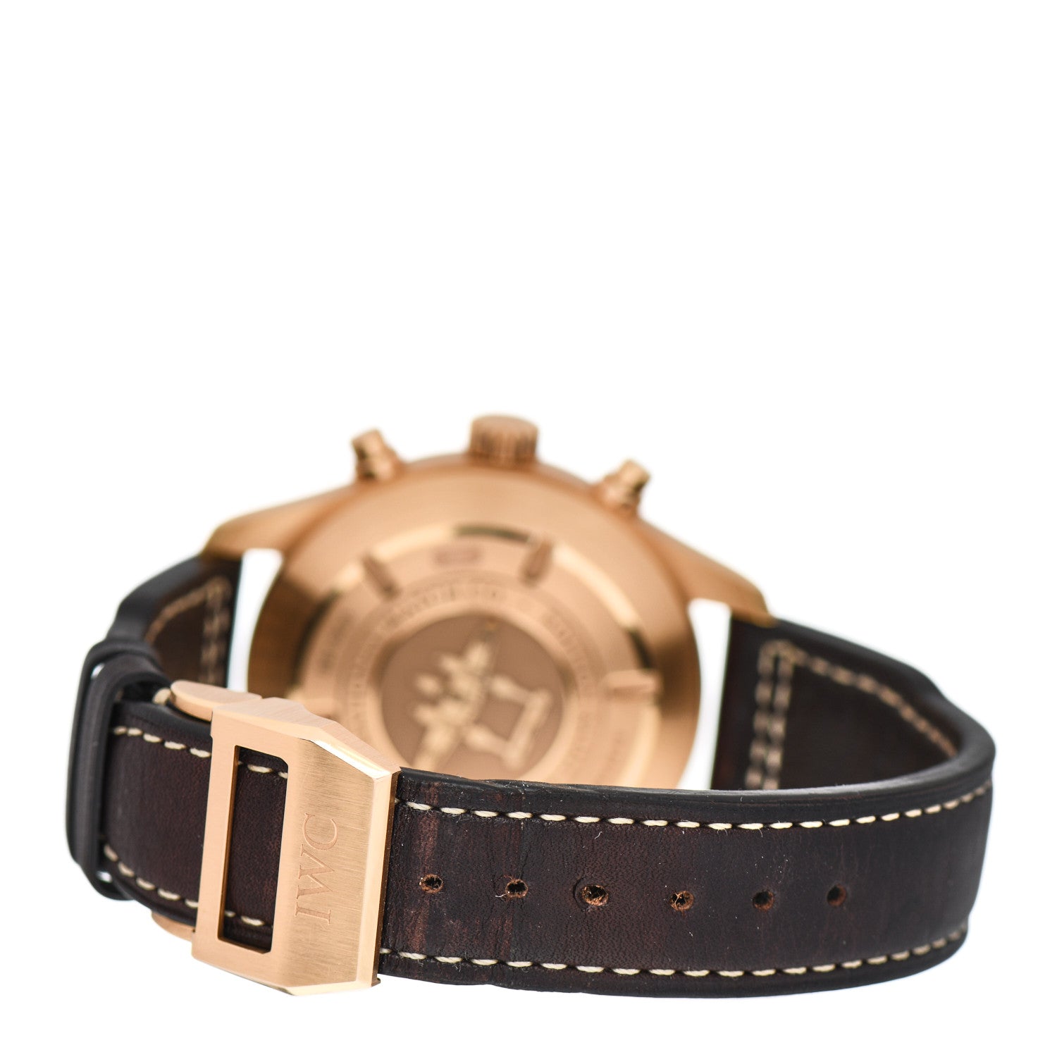 IWC 18K Rose Gold Calfskin 43mm Pilot Chronograph Saint Exupery Automatic Watch Brown IW387805 3 of 4