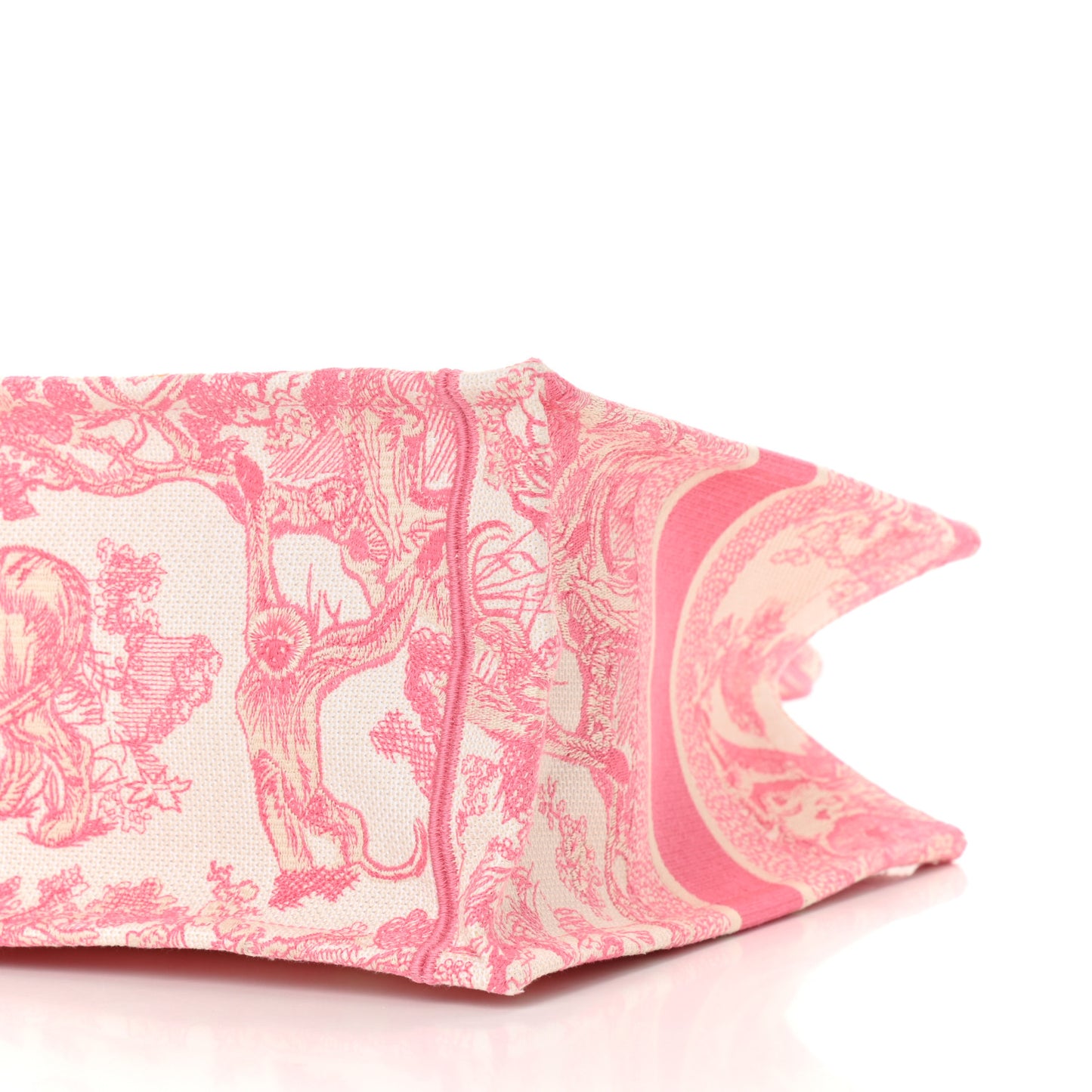 Canvas Embroidered Medium Dioriviera Toile De Jouy Book Tote Peony Pink