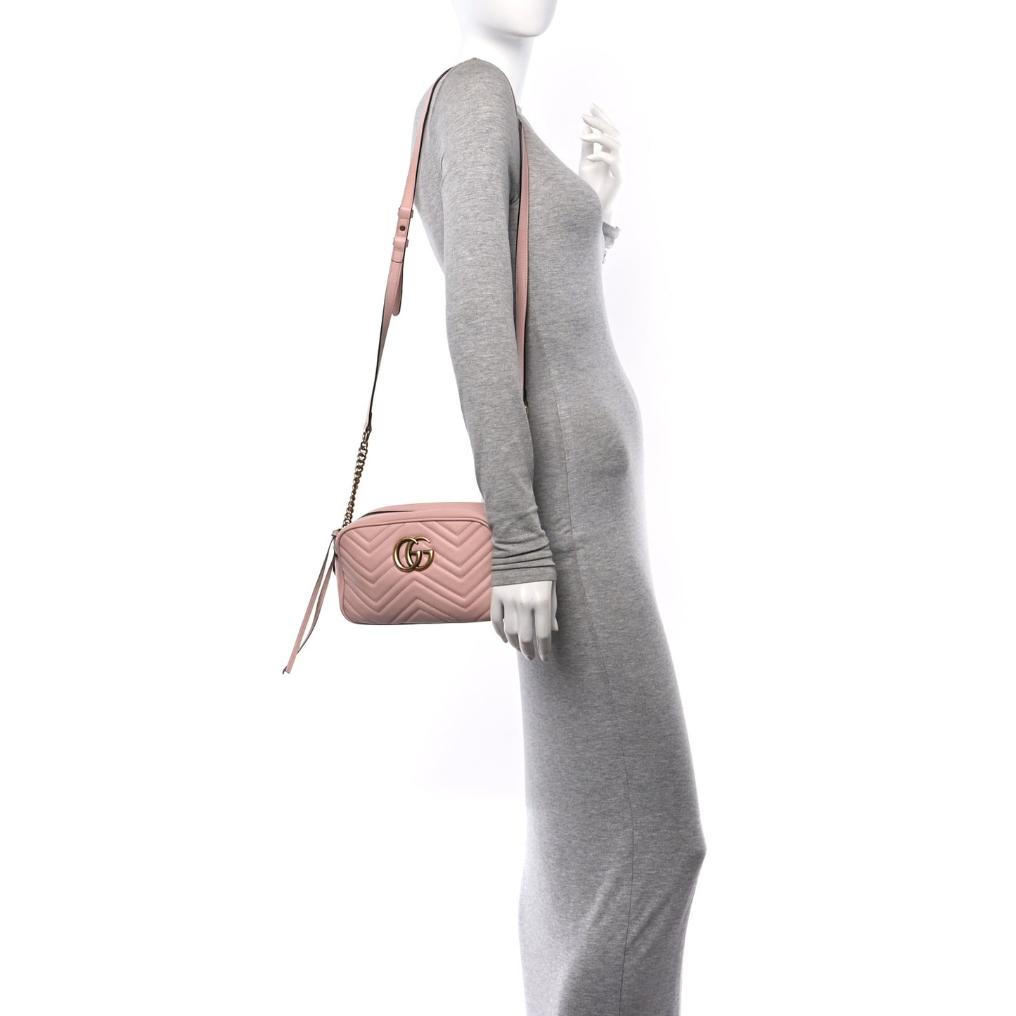 Calfskin Matelasse Small GG Marmont Chain Shoulder Bag Perfect Pink