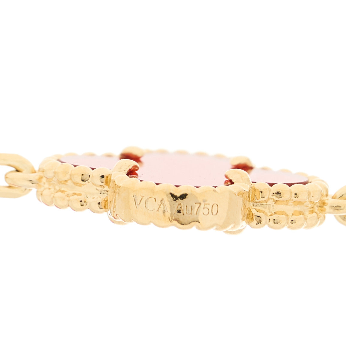 Van Cleef & Arpels 18K Yellow Gold Carnelian 10 Motifs Vintage Alhambra Necklace 5 of 6
