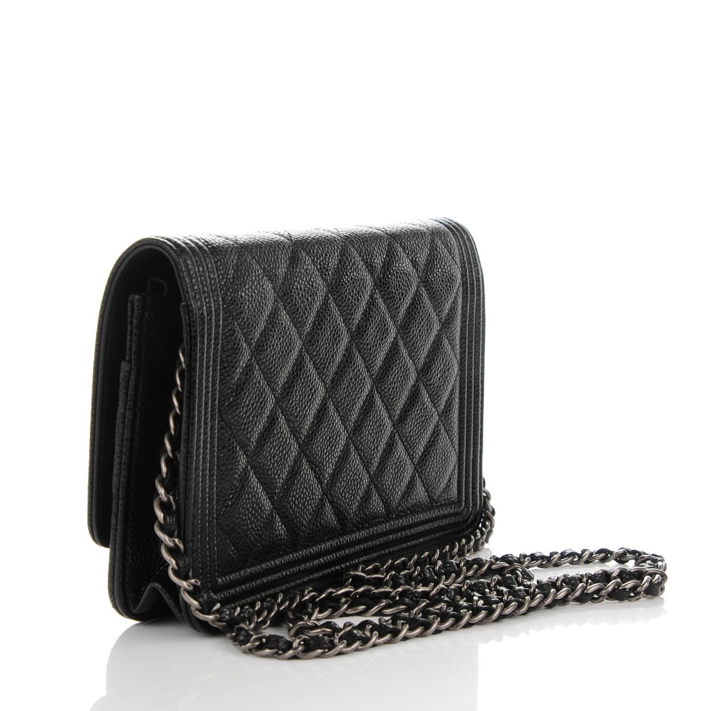 Caviar Quilted Boy Wallet On Chain WOC Black