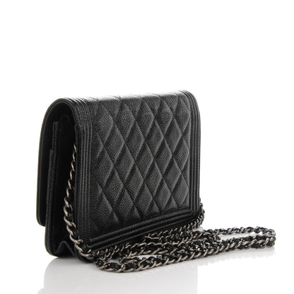 Chanel Caviar Quilted Boy Wallet On Chain WOC Black 3 of 8