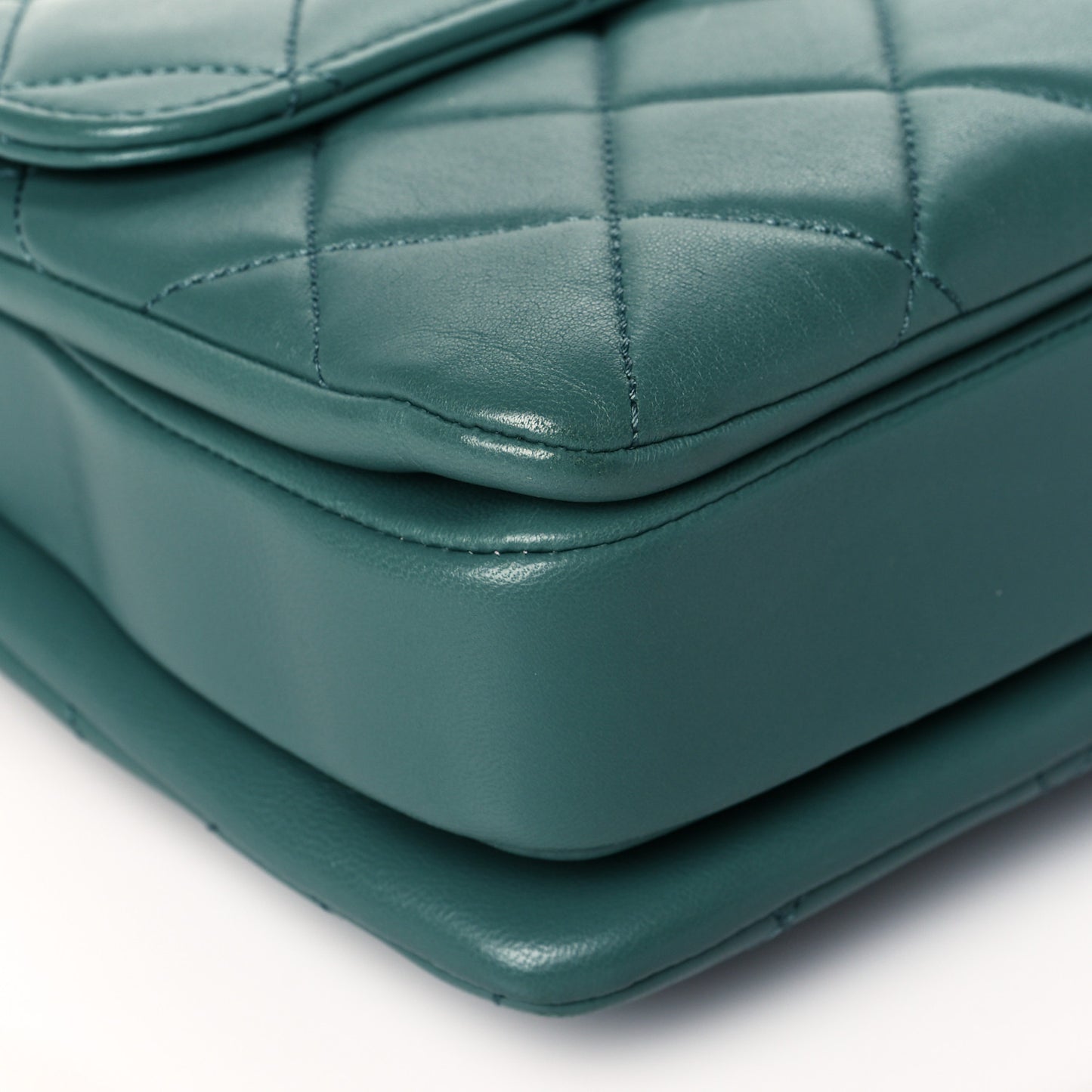 Lambskin Quilted Small Trendy CC Flap Dual Handle Bag Green