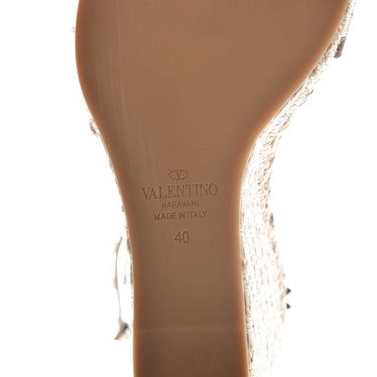 Valentino Garavani Grained Calfskin Rockstud Ankle Strap Espadrille Wedge Sandals 40 Poudre 8 of 8