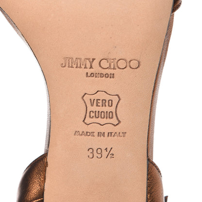 Jimmy Choo Metallic Calfskin India Sandals 39.5 Bronze 8 of 11