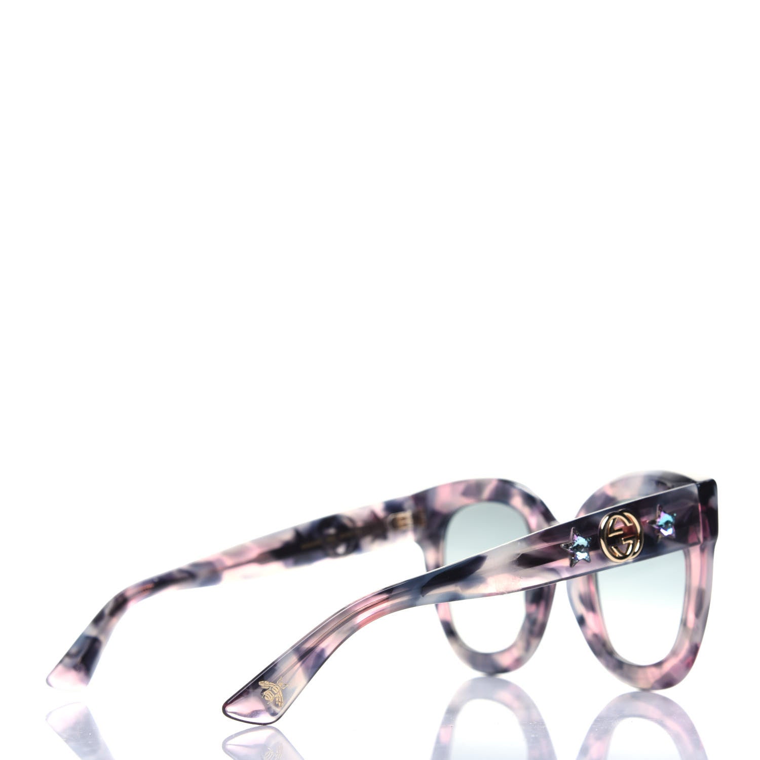 Gucci Round Frame Star Sunglasses GG0208S Grey Pink 4 of 7