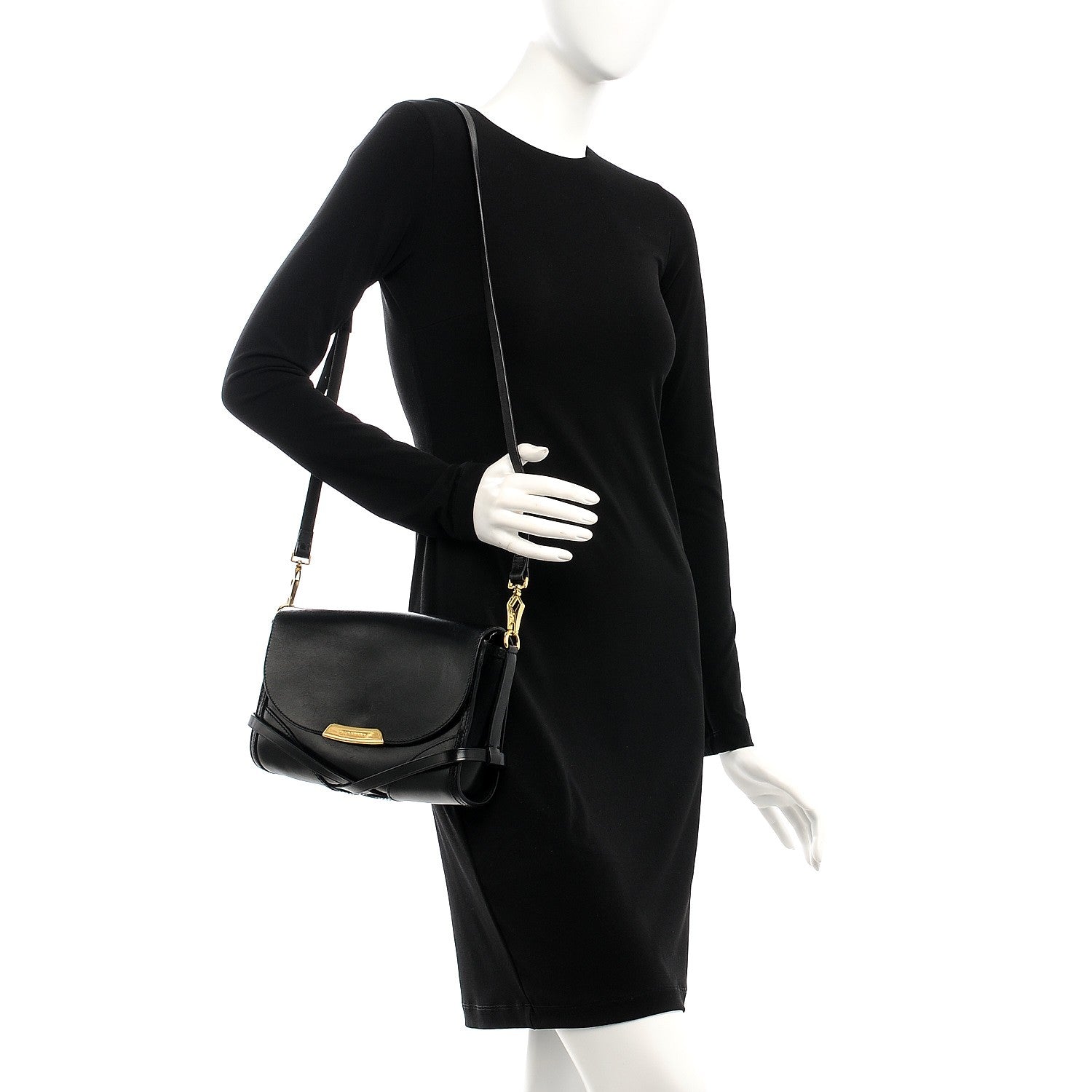 Burberry Polished Bridle Leather Small Abbott Crossbody Black