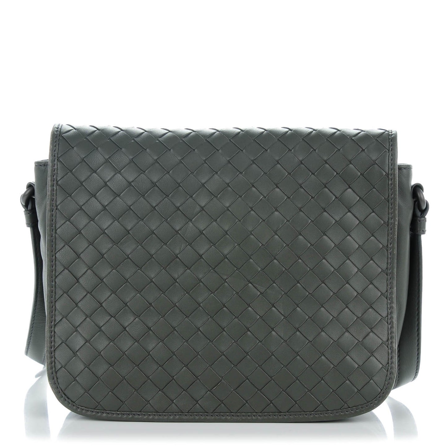 Nappa Intrecciato Small Flap Crossbody Grey
