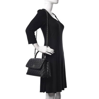 Chanel Caviar Lizard Quilted Small Coco Handle Flap Black 2 of 10