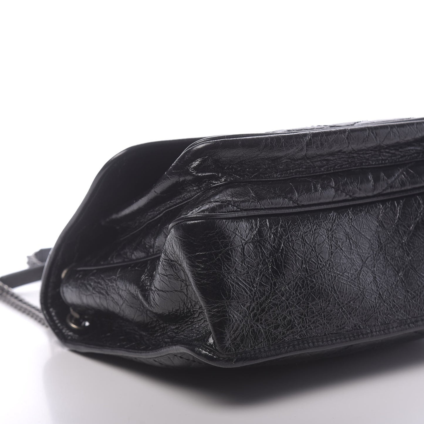 Crinkled Calfskin Matelasse Monogram Large Niki Chain Satchel Black