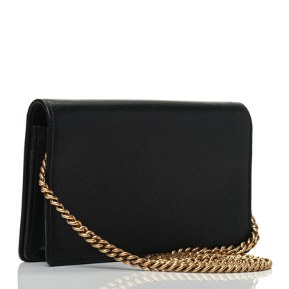 Gucci Calfskin Marquise Crystals Mini GG Chain Wallet Black 2 of 7