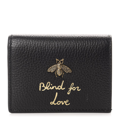 Gucci Pebbled Calfskin Animalier Card Case Black 1 of 8