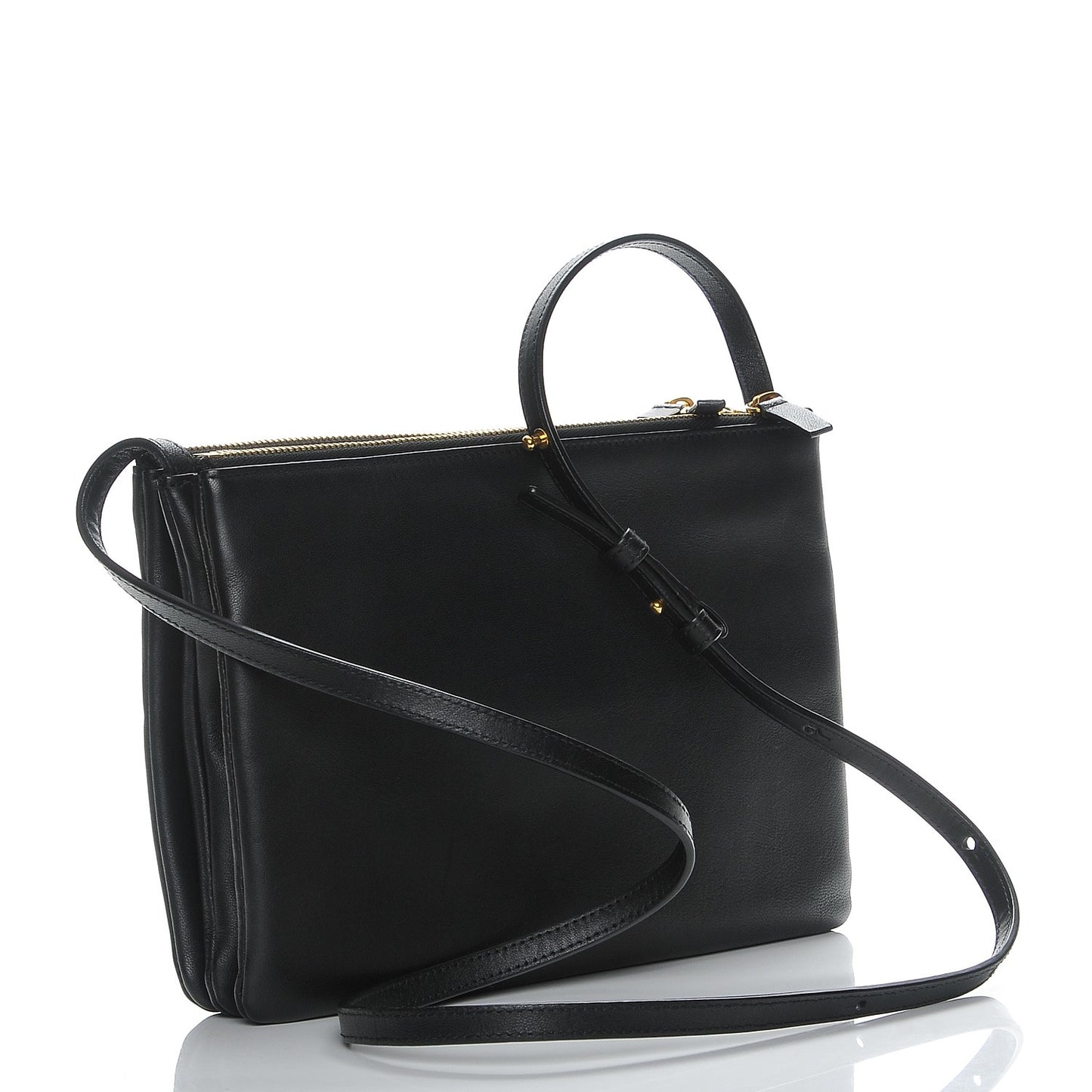 Lambskin Large Trio Crossbody Bag Black