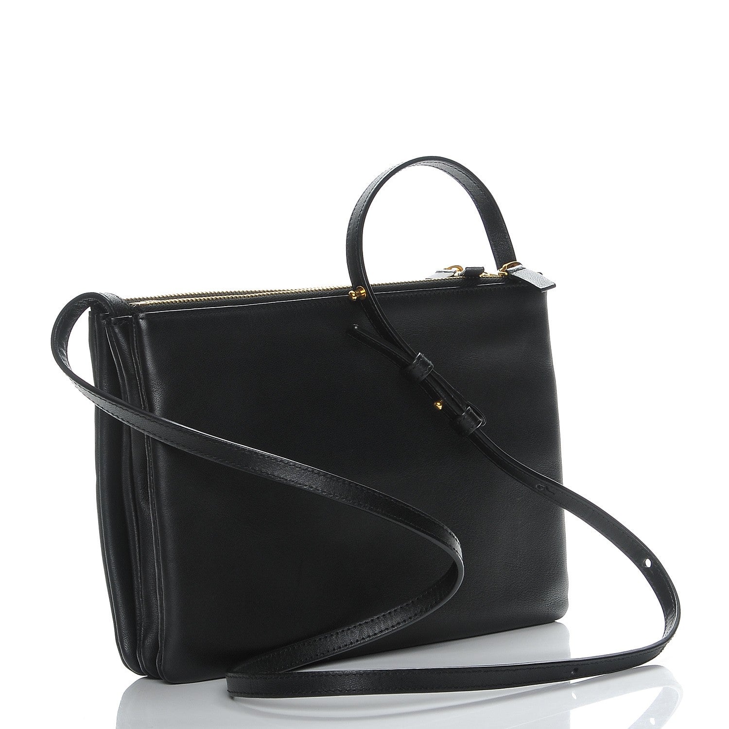 Celine Lambskin Large Trio Crossbody Bag Black 3 of 7