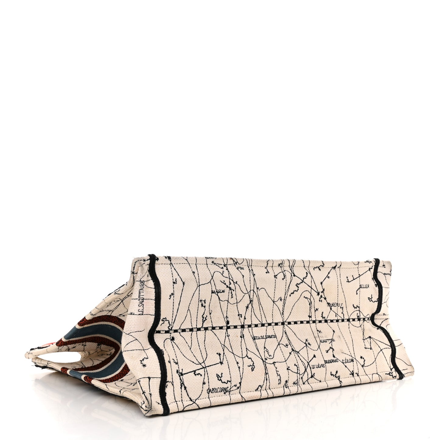 Canvas Embroidered Large Zodiac Book Tote Latte Multicolor