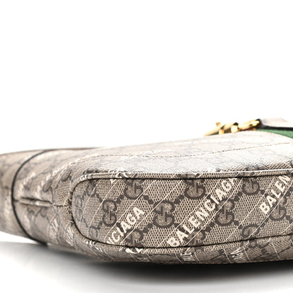 Gucci X BALENCIAGA GG Supreme Monogram Striped Logo Print Web Small Jackie 1961 Hobo Beige Ebony Mystic White 8 of 9