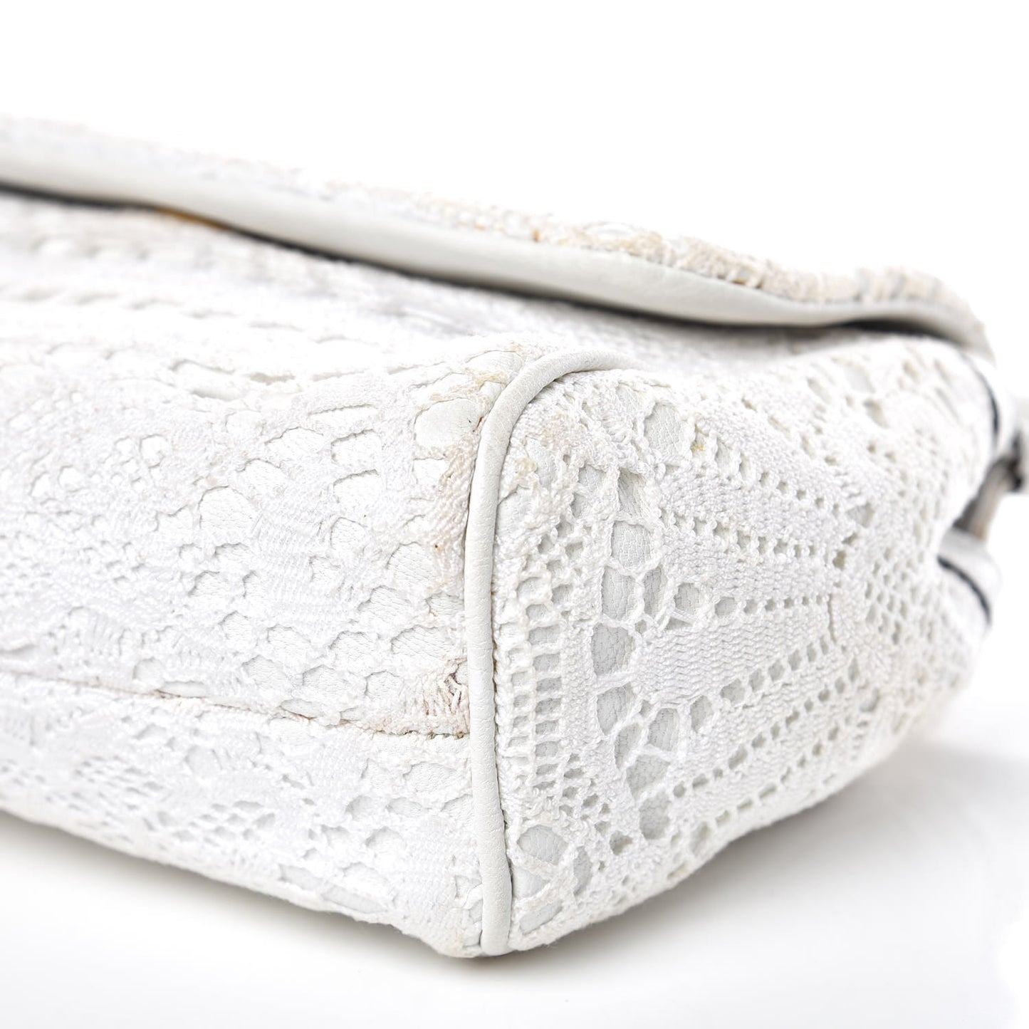 Calfskin Lace Small Miss Sicily Satchel White