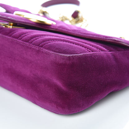 Gucci Velvet Matelasse Small GG Marmont Shoulder Bag Fuchsia Violet Cyclamen 6 of 16