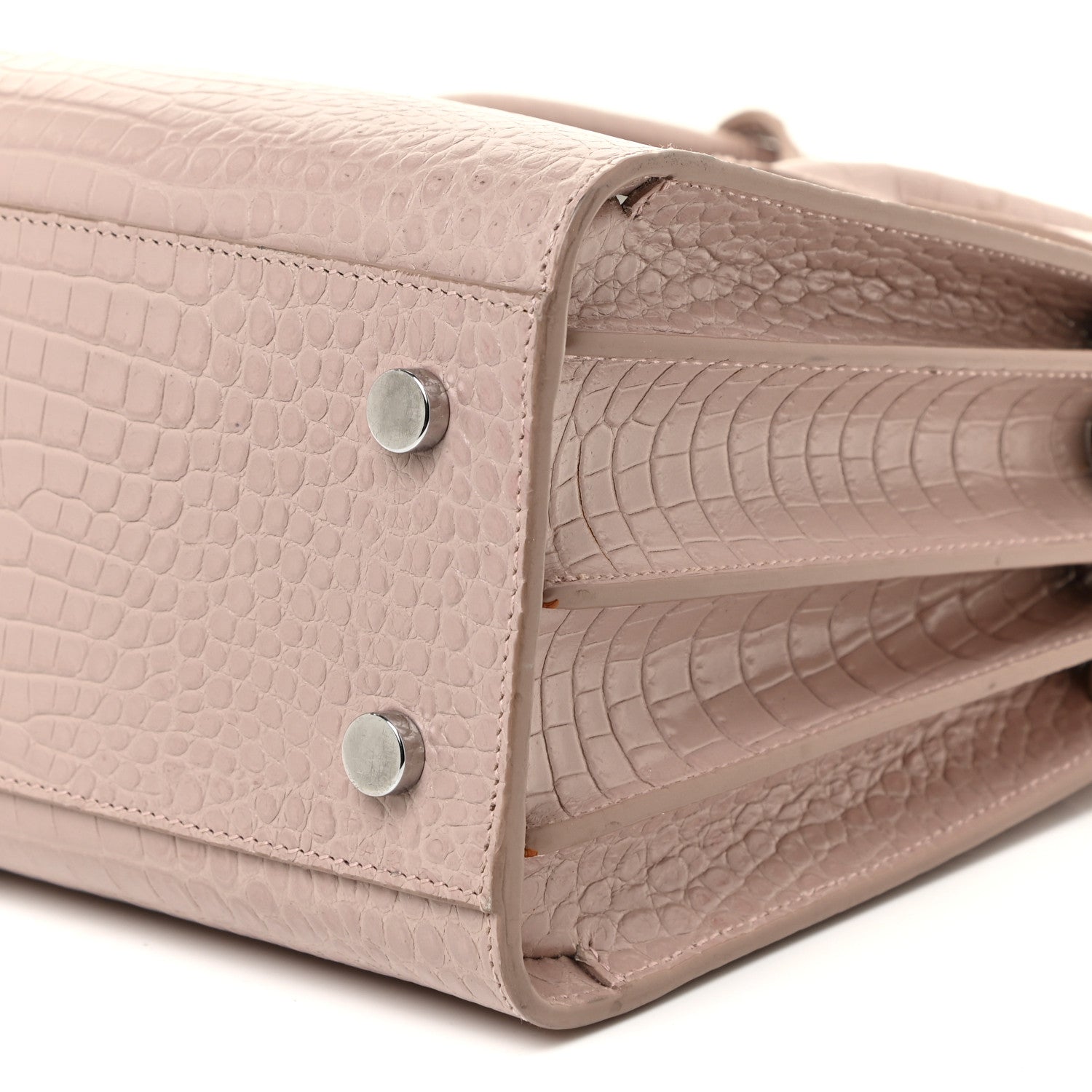 Saint Laurent Calfskin Crocodile Embossed Baby Sac De Jour Rose Antic 9 of 22