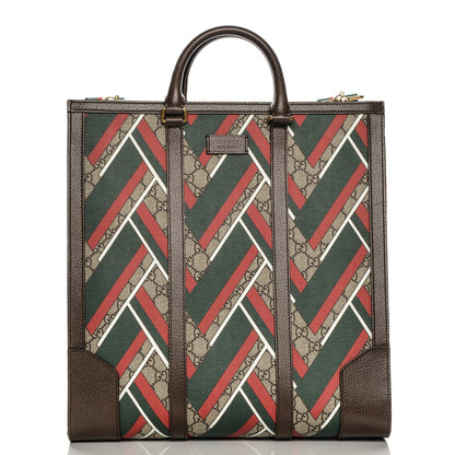 Gucci GG Supreme Monogram Chevron Web Vertical Tote Beige Green Red New Acero 8 of 8