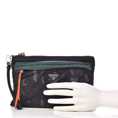 Prada Nylon Camouflage Print Pouch Blue 2 of 10