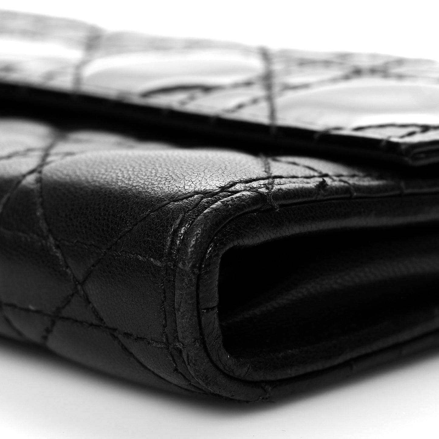 Patent Lambskin Cannage Lady Dior Rendezvous Wallet On Chain Black