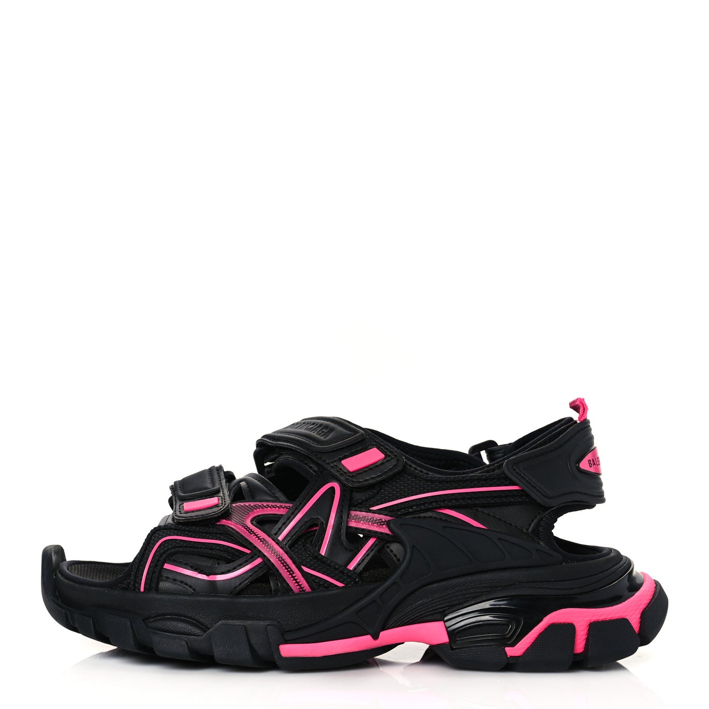 Rubber Neoprene Bi-Color Womens Track Sandals 36 Black Fluo Pink