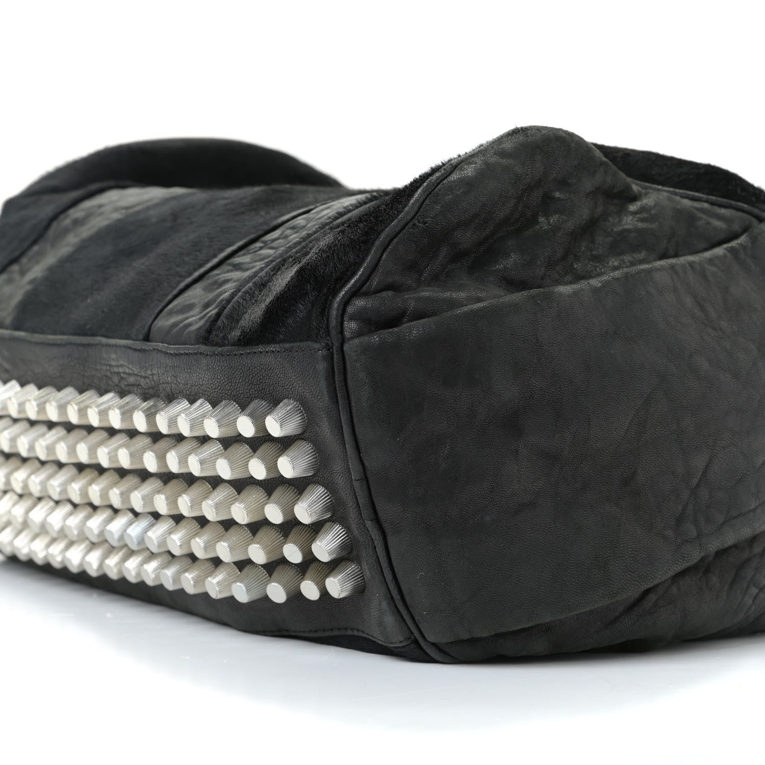Alexander Wang Pebbled Lambskin Pony Hair Rocco Duffle Black Silver Hardware 7 of 12