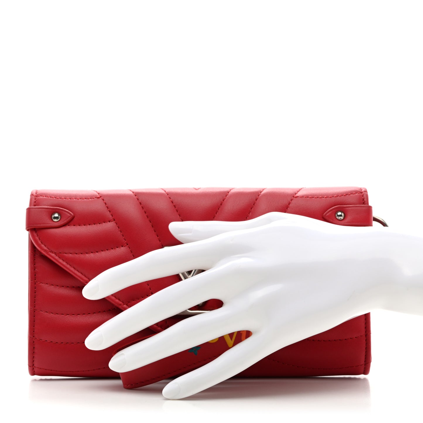 Calfskin New Wave Long Wallet Rouge