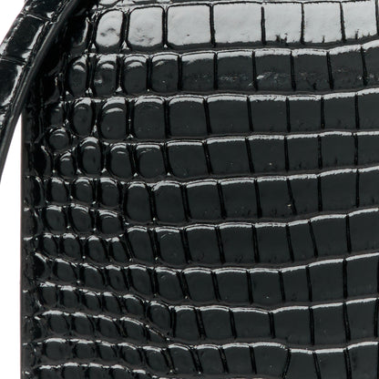 Saint Laurent Calfskin Crocodile Embossed Kate Monogram Tassel Chain Wallet Black 7 of 9