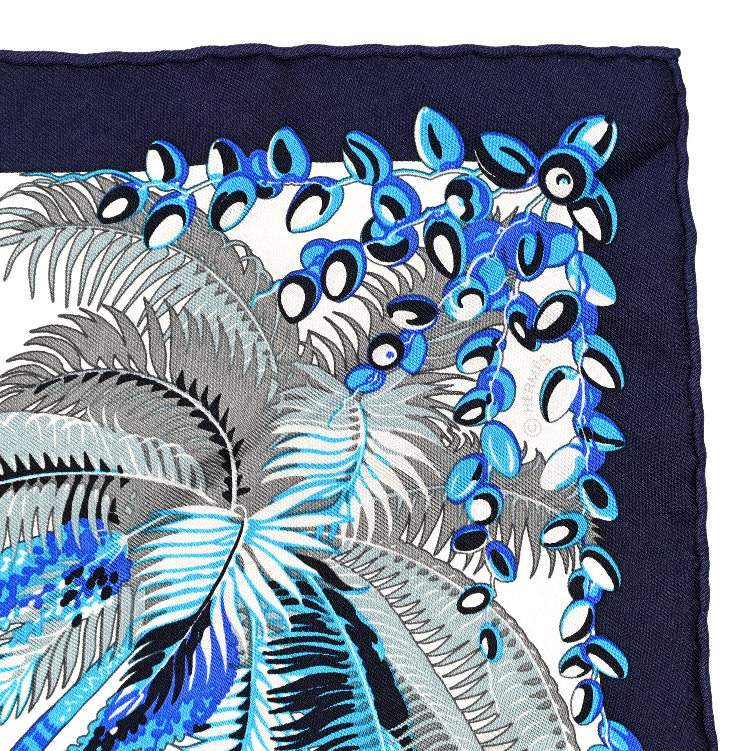 Hermes Silk Mythiques Phoenix Coloriages Scarf 45 White Bleu Turquoise 5 of 5