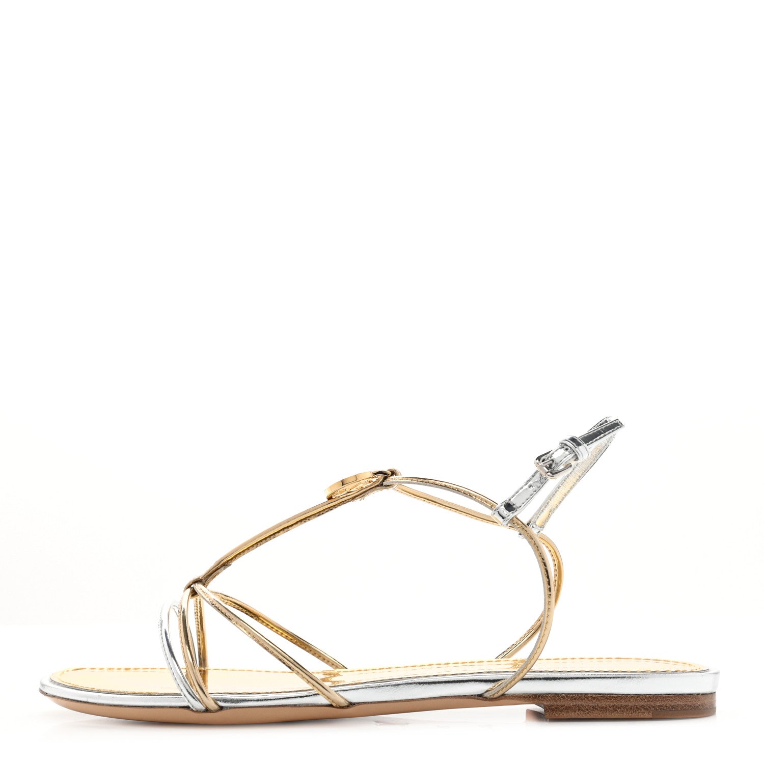 Louis Vuitton Metallic Calfskin Sunseeker Flat Sandals 39 Gold 1 of 7