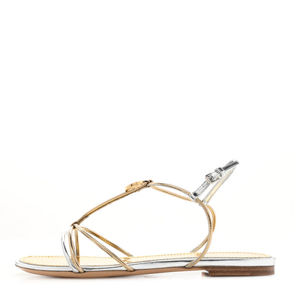 Louis Vuitton Metallic Calfskin Sunseeker Flat Sandals 39 Gold 1 of 7
