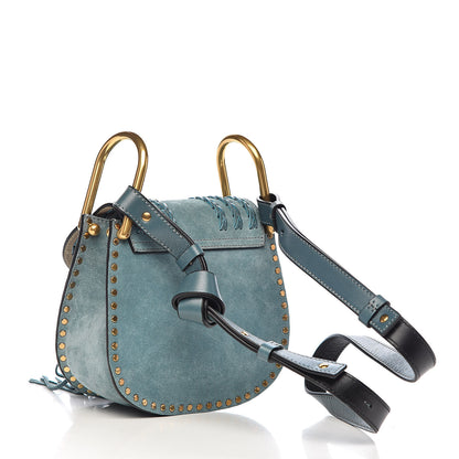 Chloe Suede Calfskin Braided Mini Hudson Shoulder Bag Cloudy Blue 2 of 10